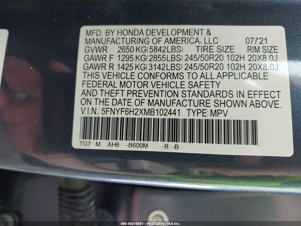 2021 HONDA PILOT AWD SPECIAL EDITION