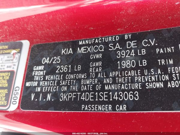 2025 KIA K4 LXS