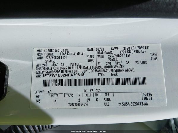 2022 FORD F-150 XL