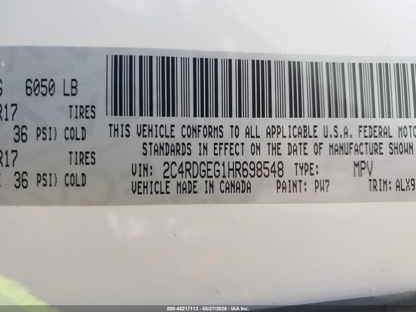 2017 DODGE GRAND CARAVAN GT