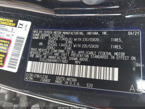 2021 TOYOTA HIGHLANDER XSE