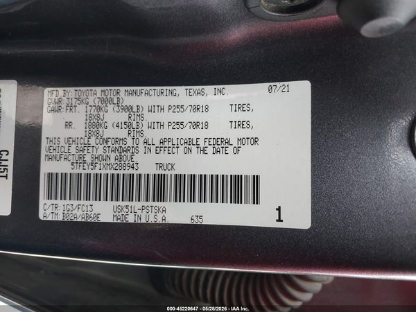 2021 TOYOTA TUNDRA SR5