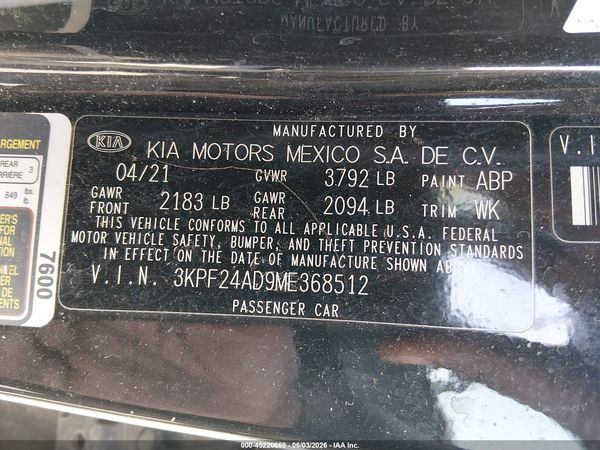 2021 KIA FORTE FE