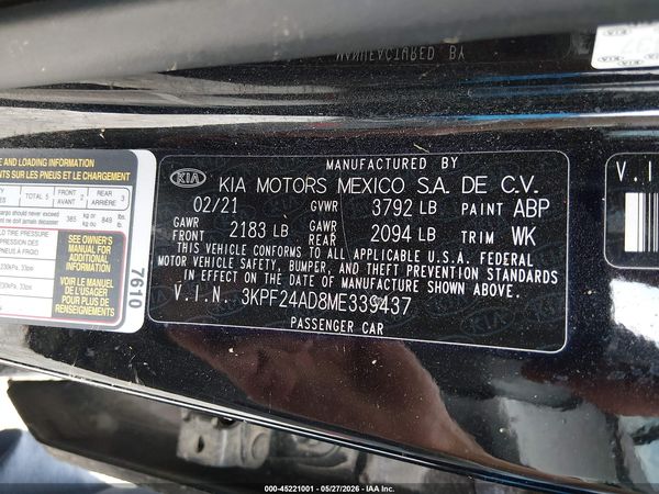 2021 KIA FORTE LXS