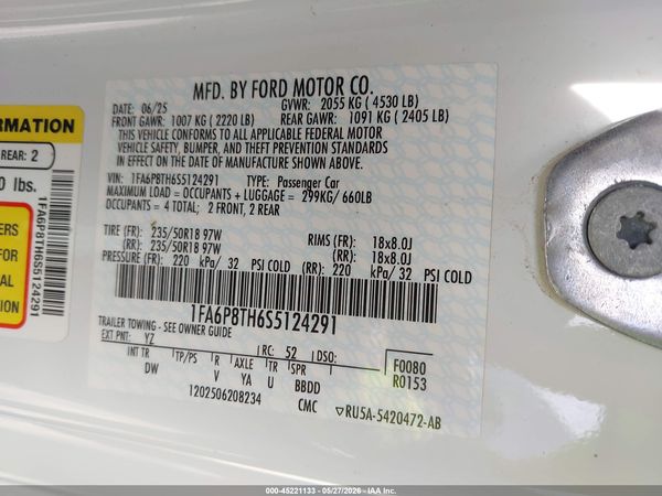 2025 FORD MUSTANG ECOBOOST FASTBACK