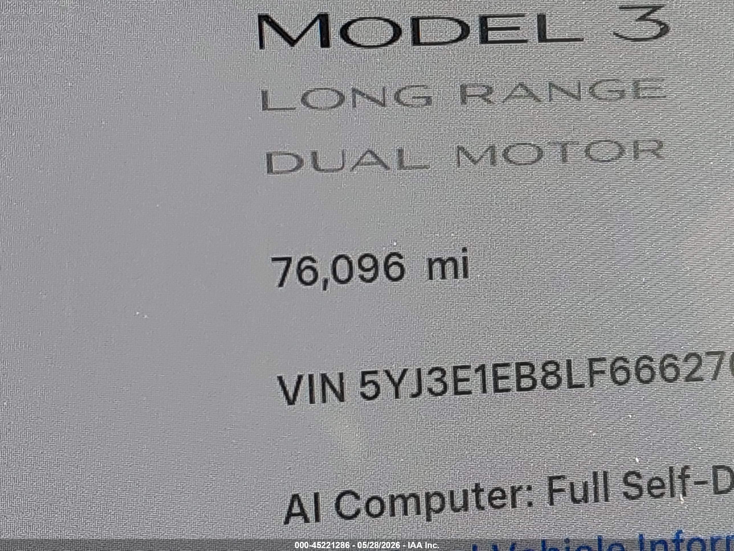 2020 TESLA MODEL 3