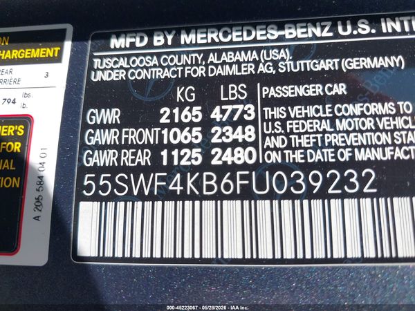 2015 MERCEDES-BENZ C 300 4MATIC