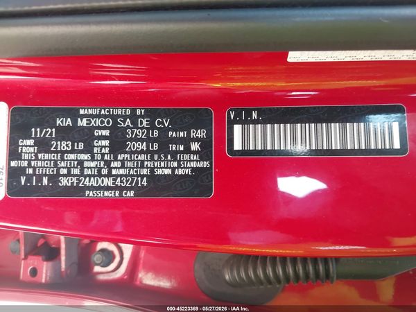 2022 KIA FORTE LXS
