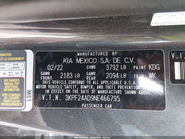 2022 KIA FORTE LXS