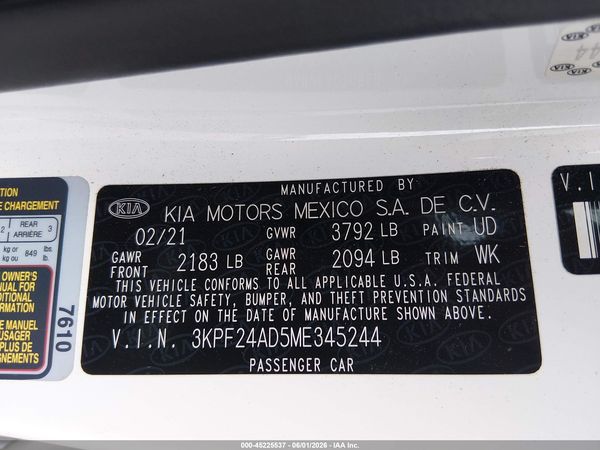 2021 KIA FORTE LXS