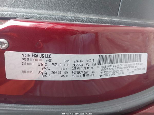 2018 CHRYSLER PACIFICA TOURING PLUS