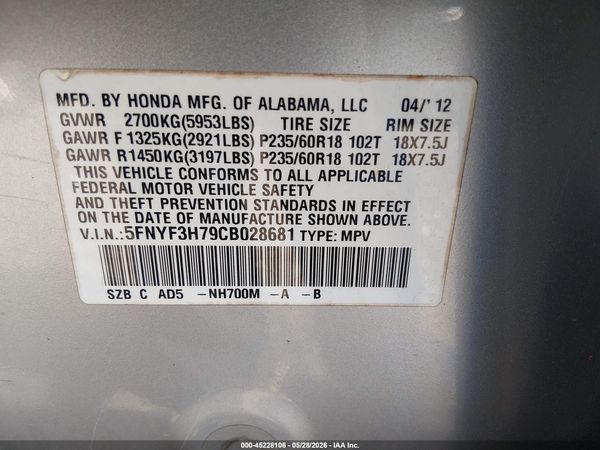 2012 HONDA PILOT EX-L