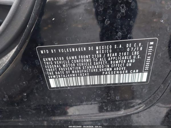 2017 VOLKSWAGEN JETTA 1.4T S — I9