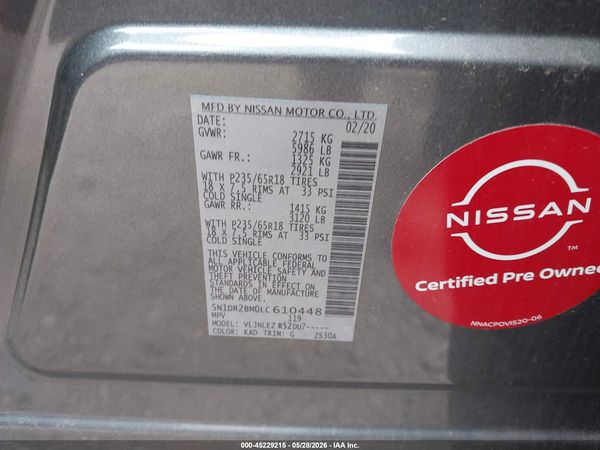 2020 NISSAN PATHFINDER SV 4WD