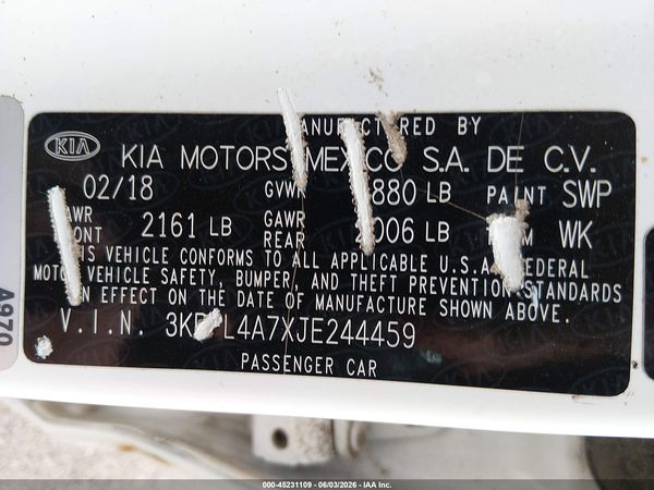 2018 KIA FORTE LX