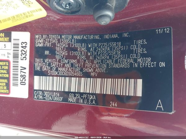 2013 TOYOTA SIENNA XLE/LIMITED
