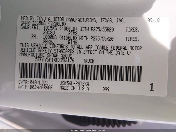 2019 TOYOTA TUNDRA 1794 5.7L V8
