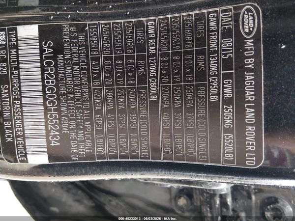2016 LAND ROVER DISCOVERY SPORT HSE