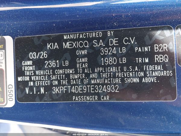 2026 KIA K4 LXS