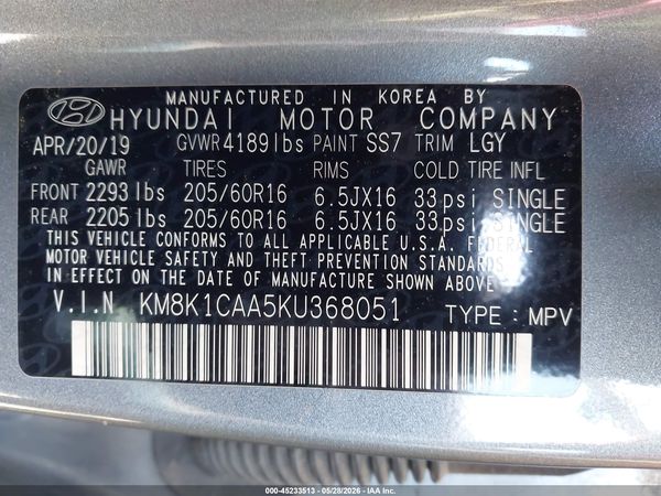 2019 HYUNDAI KONA SE