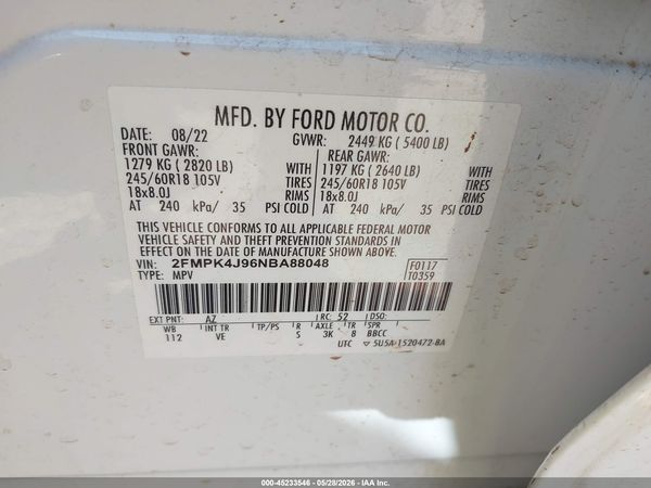 2022 FORD EDGE SEL — I9