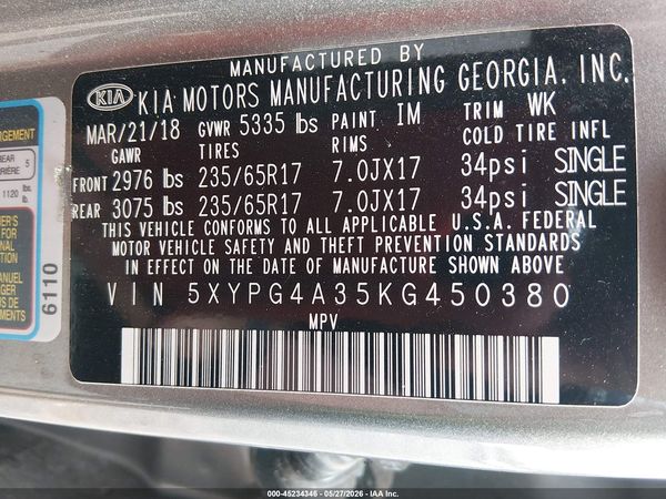 2019 KIA SORENTO 2.4L L