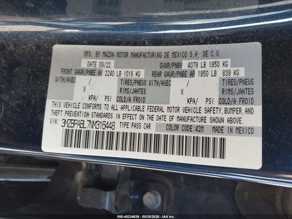 2022 MAZDA MAZDA3 SELECT