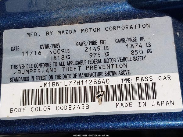 2017 MAZDA MAZDA3 TOURING