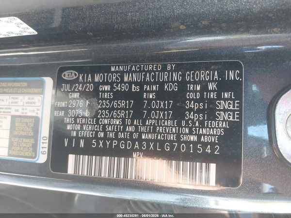2020 KIA SORENTO 2.4L LX