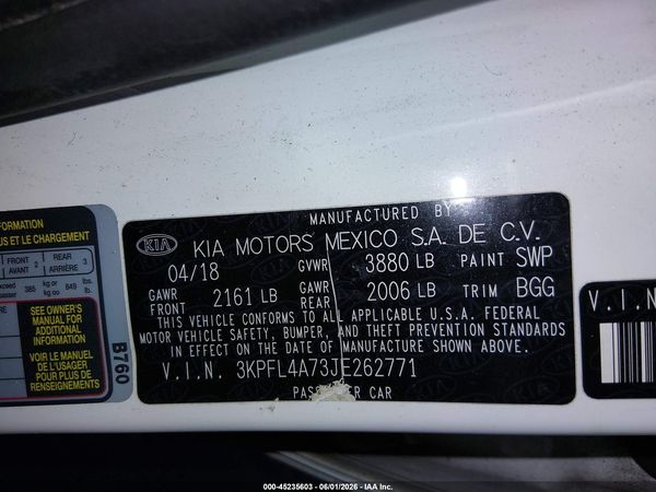 2018 KIA FORTE LX