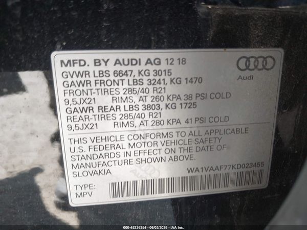 2019 AUDI Q7 55 PREMIUM