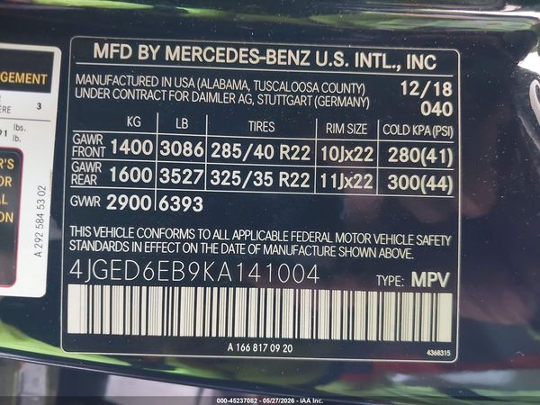 2019 MERCEDES-BENZ AMG GLE 43 COUPE 4MATIC
