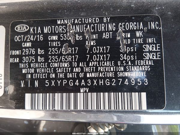 2017 KIA SORENTO 2.4L LX