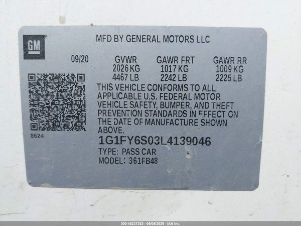 2020 CHEVROLET BOLT EV FWD LT — I9