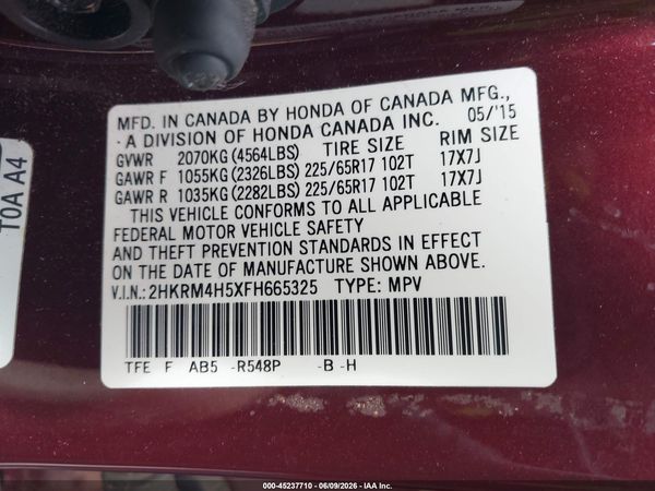 2015 HONDA CR-V EX