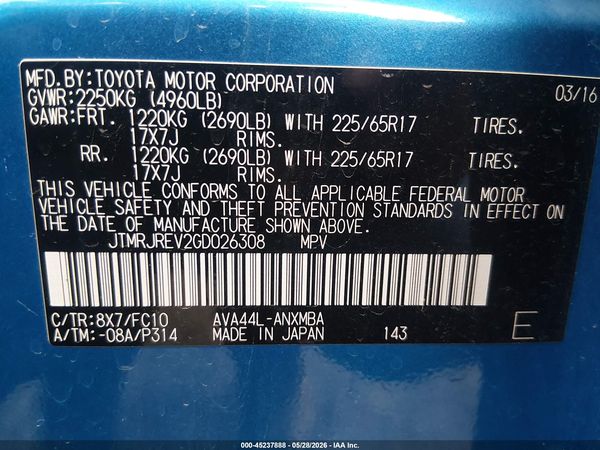 2016 TOYOTA RAV4 HYBRID XLE