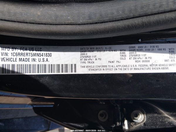 2021 RAM 1500 LARAMIE  4X2 6'4 BOX