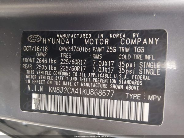 2019 HYUNDAI TUCSON SE