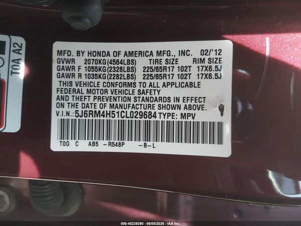 2012 HONDA CR-V EX