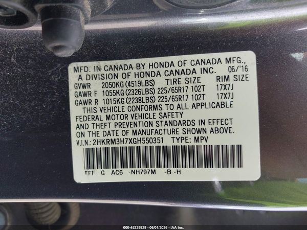 2016 HONDA CR-V EX-L