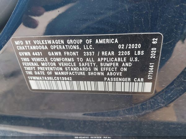 2020 VOLKSWAGEN PASSAT 2.0T R-LINE — I9
