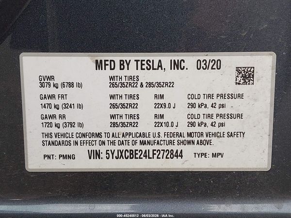2020 TESLA MODEL X