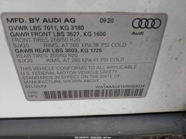 2021 AUDI E-TRON PREMIUM QUATTRO