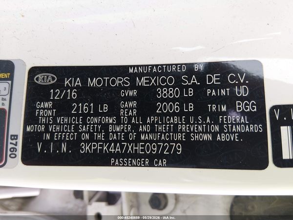 2017 KIA FORTE LX