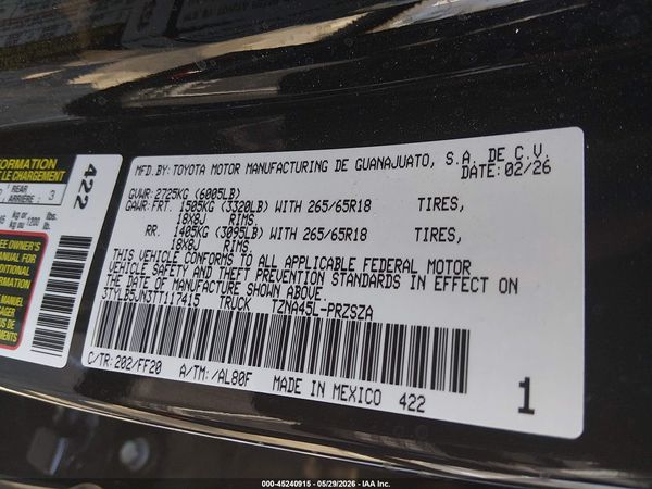 2026 TOYOTA TACOMA SR5
