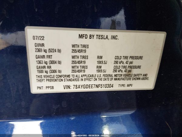 2022 TESLA MODEL Y