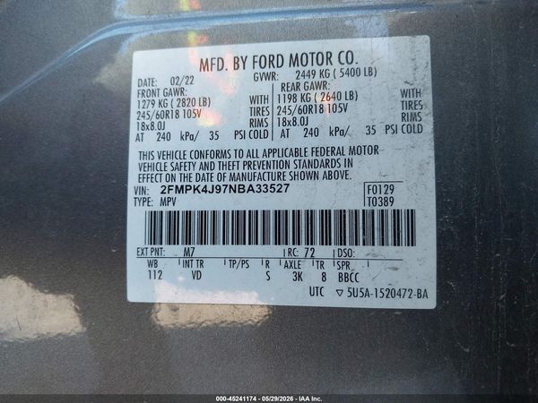 2022 FORD EDGE SEL — I9