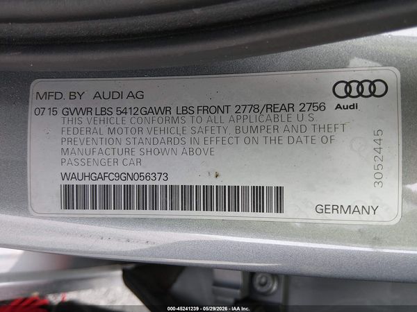 2016 AUDI A6 3.0T PREMIUM PLUS