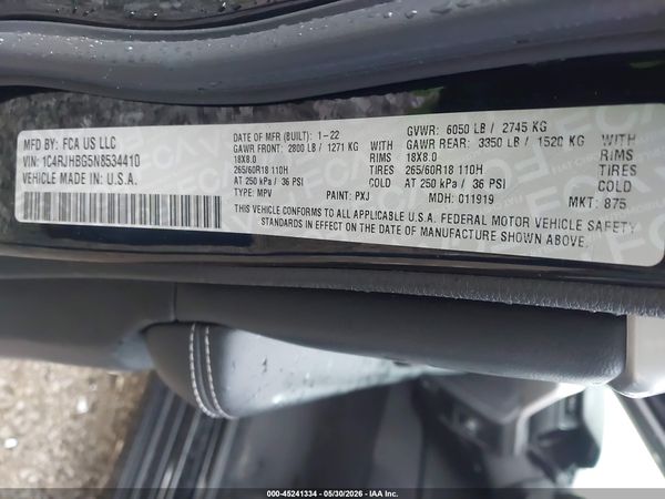 2022 JEEP GRAND CHEROKEE LIMITED 4X4