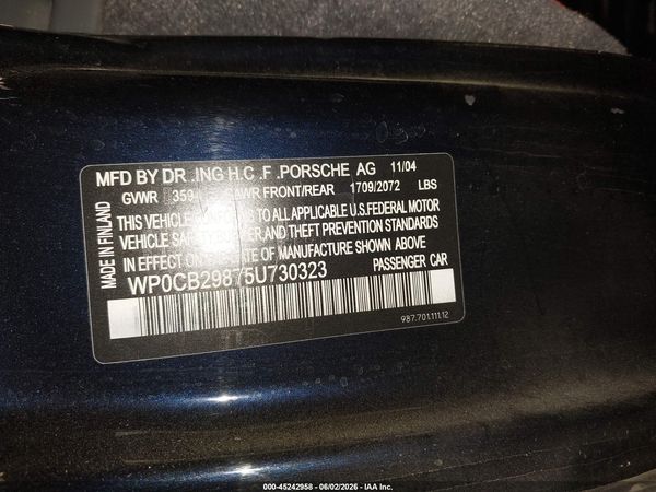 2005 PORSCHE BOXSTER S